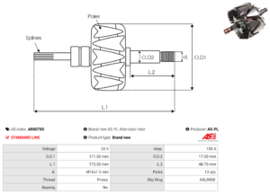 Rotor alternateur AR0075S
