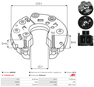 Pont de diode alternateur ARR2032