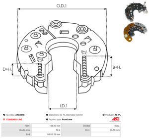 Pont de diode alternateur ARC3018