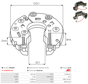 Pont de diode alternateur ARC3020