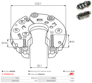 Pont de diode alternateur ARC3022