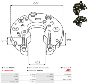 Pont de diode alternateur ARC0113
