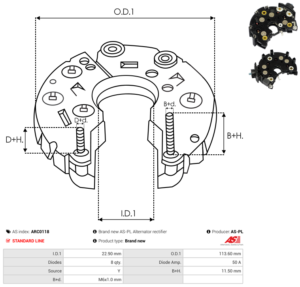 Pont de diode alternateur ARC0118