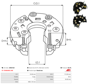 Pont de diode alternateur ARC0120