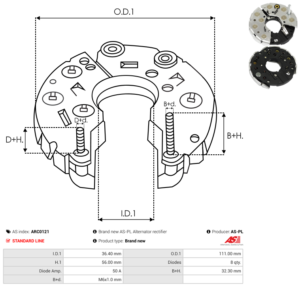 Pont de diode alternateur ARC0121