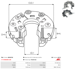 Pont de diode alternateur ARC0275S