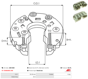 Pont de diode alternateur ARC1009