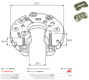 Pont de diode alternateur ARC1012