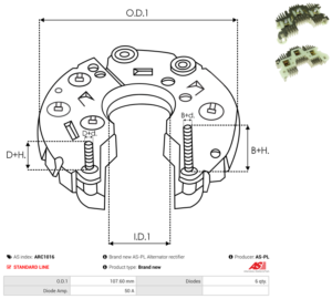 Pont de diode alternateur ARC1016