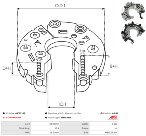 Pont de diode alternateur ARC0216S