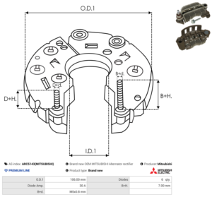 Pont de diode alternateur ARC5143(MITSUBISHI)