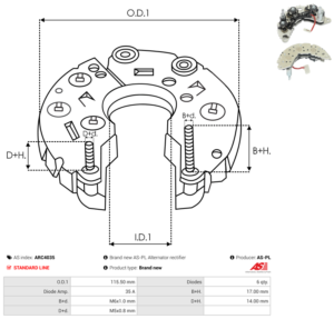 Pont de diode alternateur ARC4035