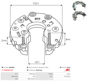 Pont de diode alternateur ARC4038