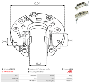 Pont de diode alternateur ARC5019