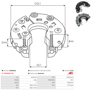 Pont de diode alternateur ARC0226S