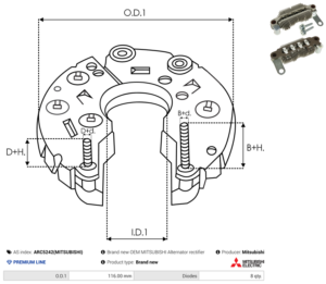 Pont de diode alternateur ARC5242(MITSUBISHI)