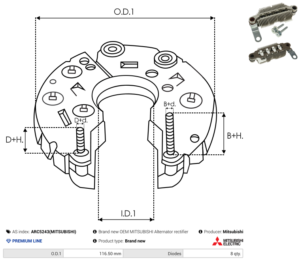 Pont de diode alternateur ARC5243(MITSUBISHI)