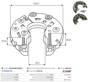 Pont de diode alternateur ARC5249(MITSUBISHI)