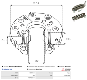 Pont de diode alternateur ARC5258(MITSUBISHI)