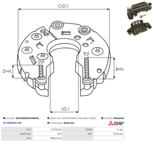 Pont de diode alternateur ARC5260(MITSUBISHI)