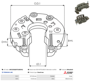Pont de diode alternateur ARC5290(MITSUBISHI)