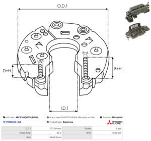 Pont de diode alternateur ARC5160(MITSUBISHI)