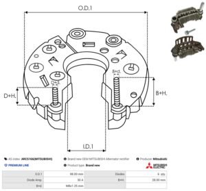 Pont de diode alternateur ARC5166(MITSUBISHI)