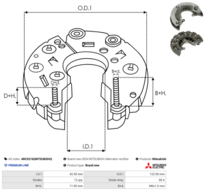 Pont de diode alternateur ARC5216(MITSUBISHI)