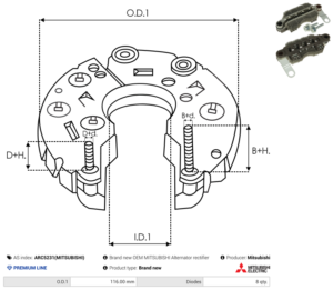 Pont de diode alternateur ARC5231(MITSUBISHI)