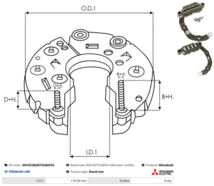 Pont de diode alternateur ARC5238(MITSUBISHI)