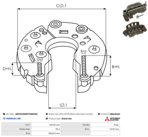 Pont de diode alternateur ARC5239(MITSUBISHI)