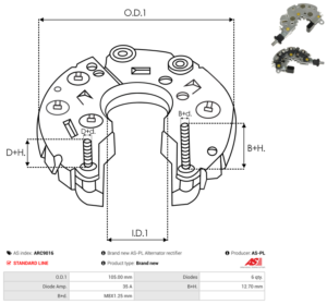 Pont de diode alternateur ARC9016