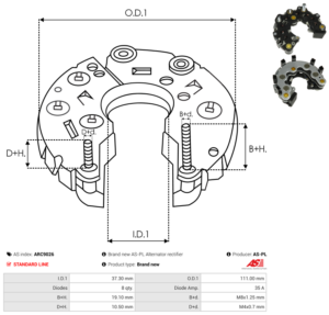 Pont de diode alternateur ARC9026