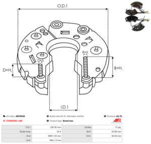 Pont de diode alternateur ARC9038