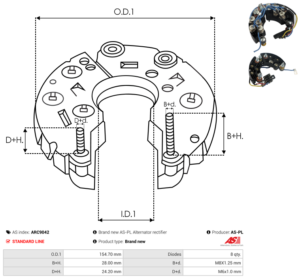 Pont de diode alternateur ARC9042