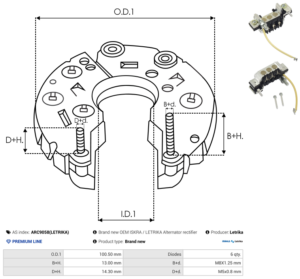 Pont de diode alternateur ARC9058(LETRIKA)