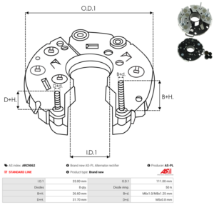 Pont de diode alternateur ARC9062