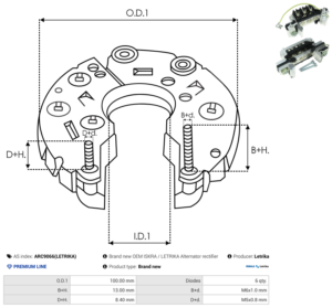 Pont de diode alternateur ARC9066(LETRIKA)