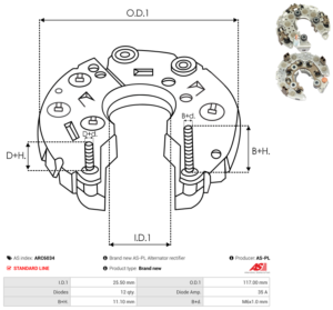 Pont de diode alternateur ARC6034