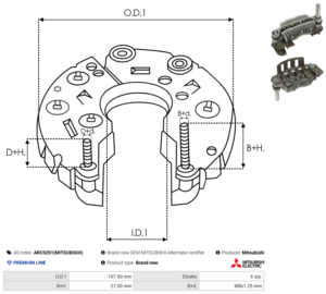 Pont de diode alternateur ARC5291(MITSUBISHI)