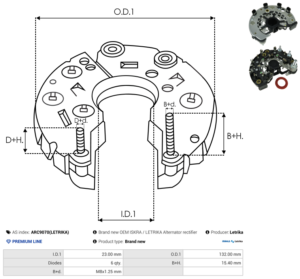 Pont de diode alternateur ARC9070(LETRIKA)