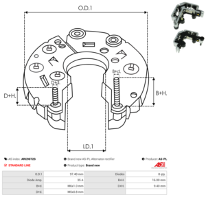 Pont de diode alternateur ARC9072S