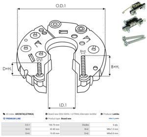 Pont de diode alternateur ARC9076(LETRIKA)