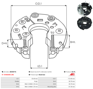 Pont de diode alternateur ARC9077S