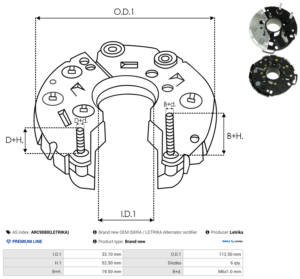 Pont de diode alternateur ARC9080(LETRIKA)