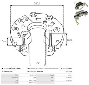 Pont de diode alternateur ARC9103(LETRIKA)
