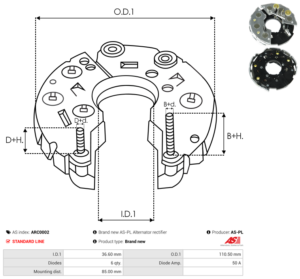 Pont de diode alternateur ARC0002
