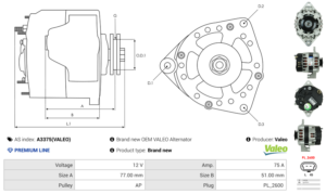 Alternateur A3375(VALEO)