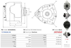 Alternateur A6165(DENSO)