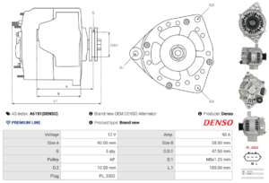 Alternateur A6191(DENSO)